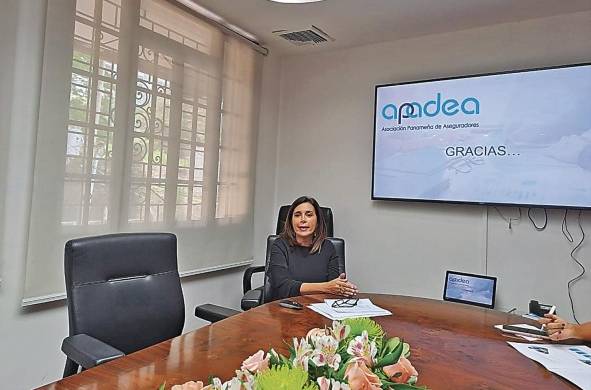 La presidenta de Apadea, Gina Herrero, en conferencia de prensa.