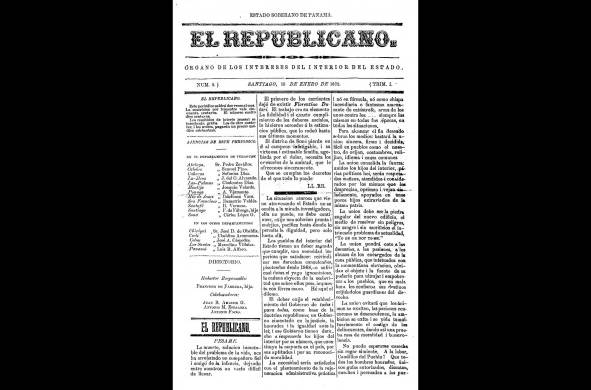 Portada del diario 'El Republicano', Santiago, Panamá.