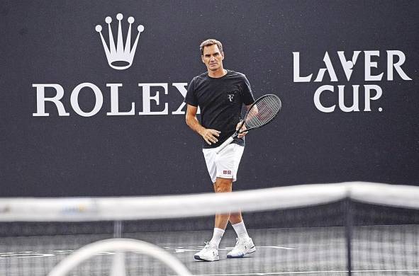 Roger Federer se prepara para la Laver Cup en Londres, Inglaterra.