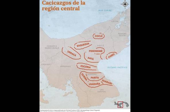 Natá, antes de Badajoz.  Reinterpretación de un mapa publicado por Richard Cooke en 1992, del arqueólogo Carlos Fitzgerald. Esta versión considera sus investigaciones y otras referencias bibliográficas.