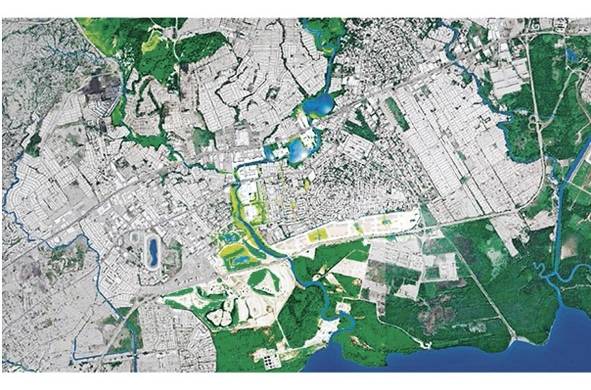 Infraestructura azul-verde propuesta a través de la cuenca del río Juan Díaz en ciudad de Panamá (ONE Architecture – Diálogos del Agua).