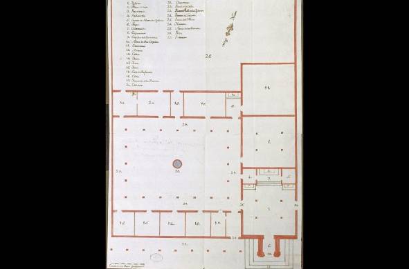 Planta de hospital de La Caridad e iglesia San Juan de Dios. Archivo de Indias, Sevilla, España