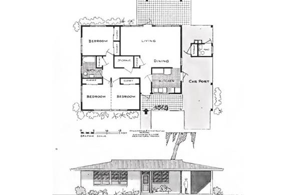 Año 1951. Plano de vivienda modelo de la época.