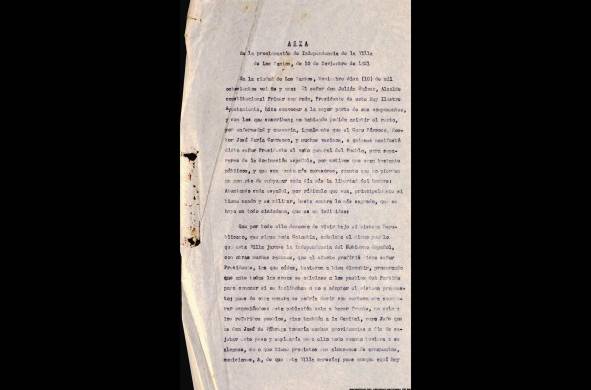Primera página del documento del 10 de noviembre de 1821.