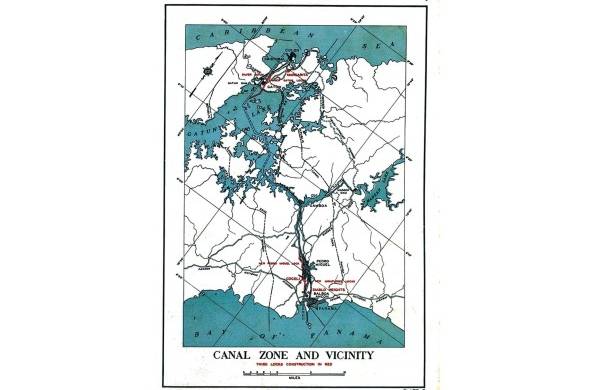 Zona del Canal, 1940: el mapa muestra los límites de la franja de 10 millas conocida como Zona del Canal.