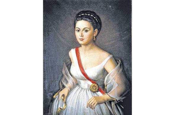 Retrato idealizado de Manuela Sáenz 1797-1856 Obra del artista Marco Salas Yepes (1919-1994).