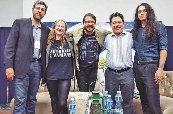 Los escritores Osvaldo Reyes, Edilberto González Trejos, Mónica Miguel Franco y Miguel Esteban González en la edición del festival 2017.