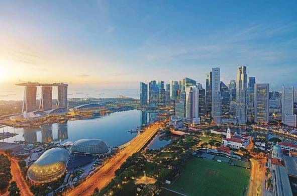 Vista del distrito financiero de Singapur