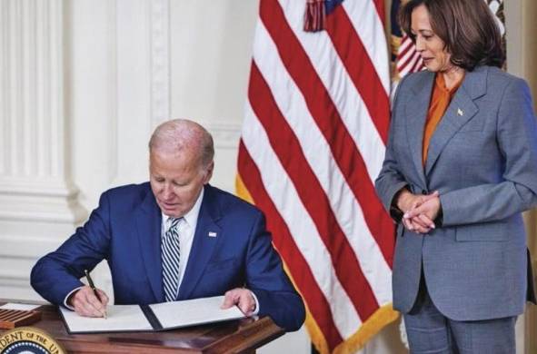 Joe Biden, presidente de Estados Unidos junto a su vicepresidente, Kamala Harrys