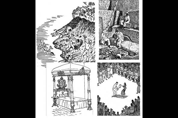 Algunas de las ilustraciones del libro 'Arrójame un hueso: qué sucede cuando te casas con un arqueólogo', de Eleanor Lothrop