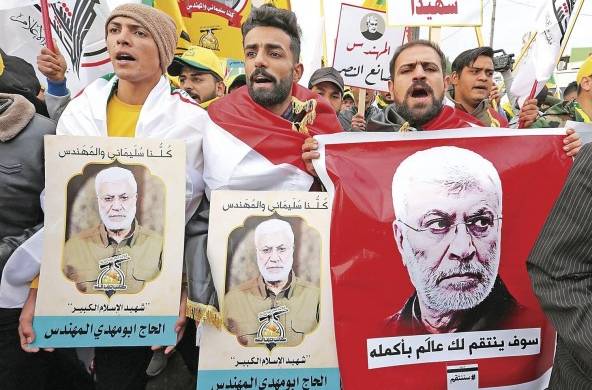 Manifestaciones en Bagdad por la muerte de Qasem Soleimaní