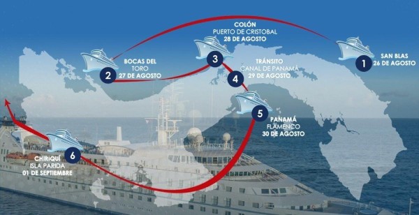 El crucero tendrá un itinerario de 7 días en el sector Atlántico y Pacífico.