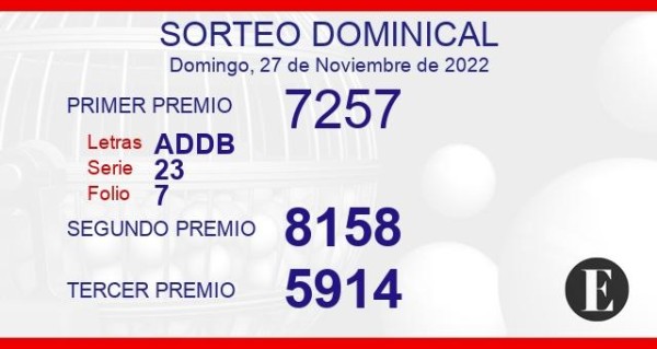 Sorteo dominical del 27 de noviembre