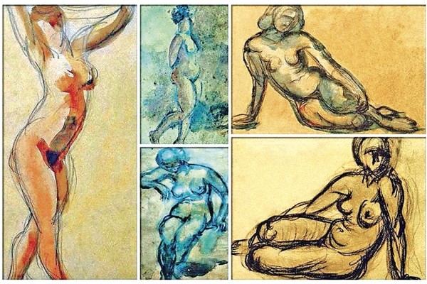 Estudios de la figura femenina de Manuel Encarnación Amador.