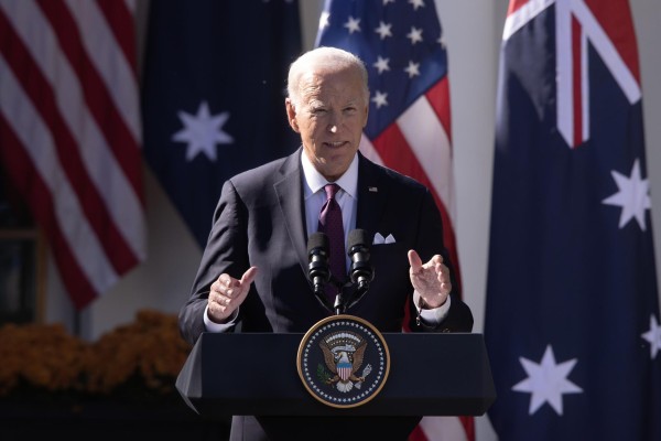 Biden fue registrado este miércoles, 25 de octubre, durante una alocución, en los jardines de la Casa Blanca, en Washington, D.C.