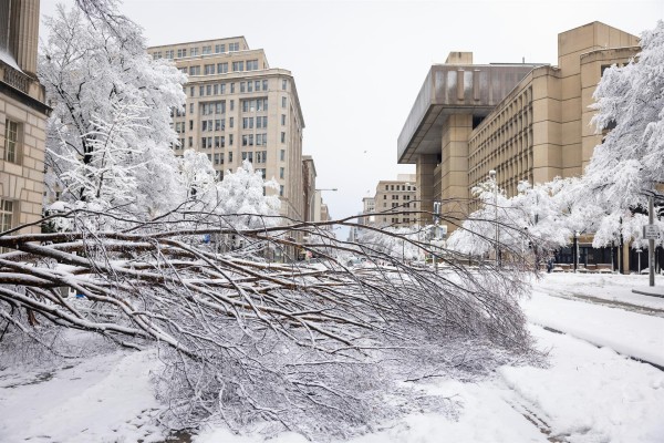 Una fuerte tormenta de nieve paraliza Washington durante horas