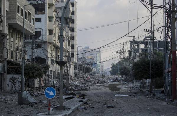 Una zona de Gaza ampliamente bombardeada por los aviones israelíes.
