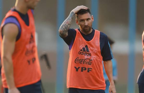 Lionel Messi durante un entrenamiento con la selección Argentina.