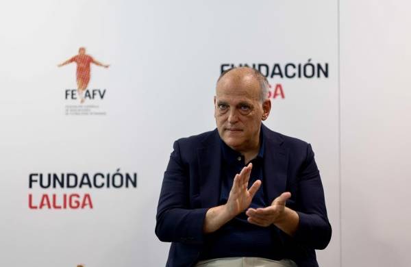 El presidente de la Liga española de fútbol (LaLiga), Javier Tebas