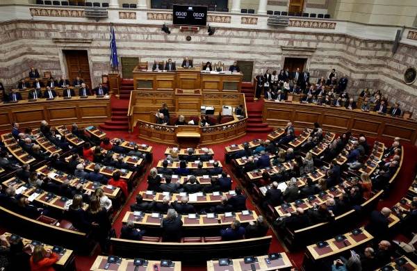Sesión en el parlamento griego.