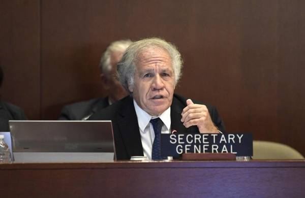 Almagro habla durante una sesión extraordinaria del Consejo Permanente, este 10 de octubre en la sede del organismo en Washington, D. C.