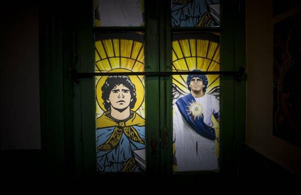 Fotografía de un bar temático de Maradona, el 21 de octubre de 2022, en el barrio de la Boca, en Buenos Aires (Argentina).