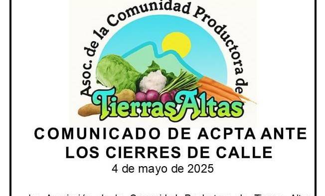 Comunicado de la Asociación de la Comunidad Productora de Tierras Altas.