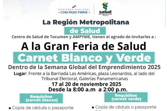 Detalles de la Gran feria de Salud de carnet blanco y verde del Minsa.