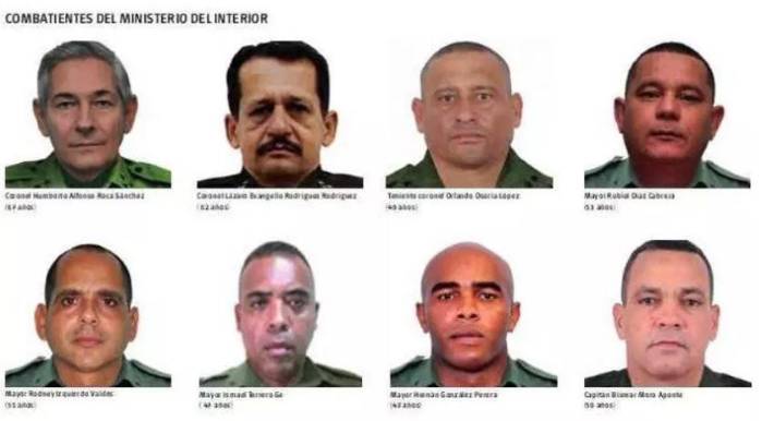 Parte de los combatientes del Ministerio del Interior cubano que fallecieron el pasado 3 de enero.