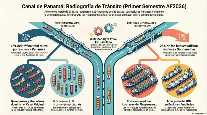 Canal de Panamá alcanza 6,284 tránsitos en seis meses