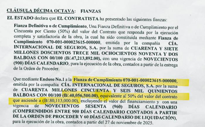 Contraloría refrenda obra del MOP con fianza menor a la normativa