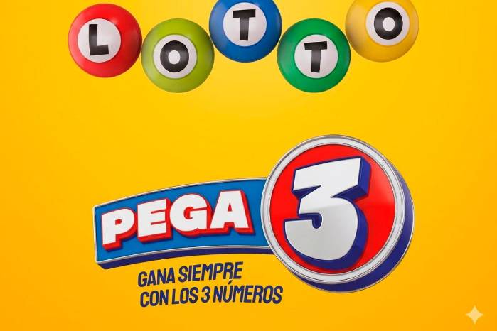 Imagen con los logos de la Lotto y Pega 3 mejorada con IA.