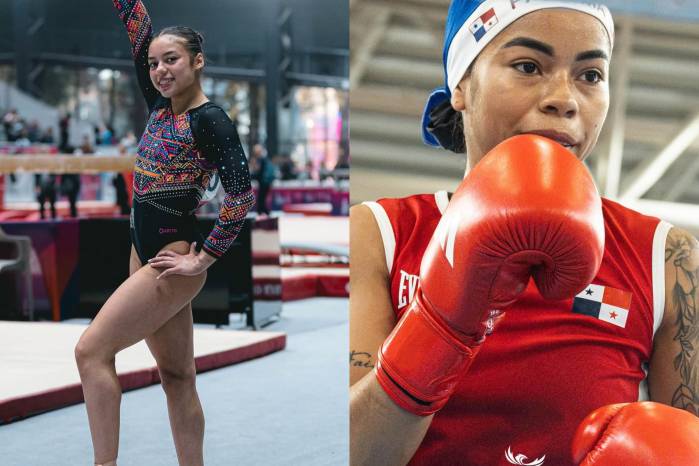 Ana Gabriela Gutiérrez (izq.), ganadora de la presea de bronce en gimnasia y la boxeadora Yuliett Hinestroza, medalla de bronce en su disciplina.