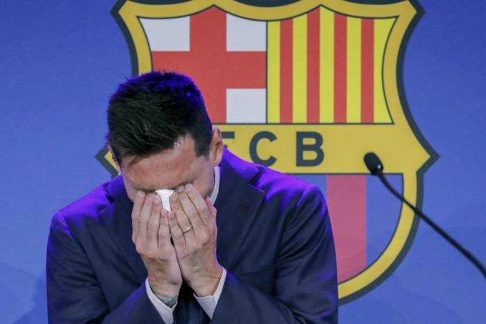 Lionel Messi, durante su despedida como jugador del Barcelona, el 8 de agosto de 2021, en el Camp Nou.