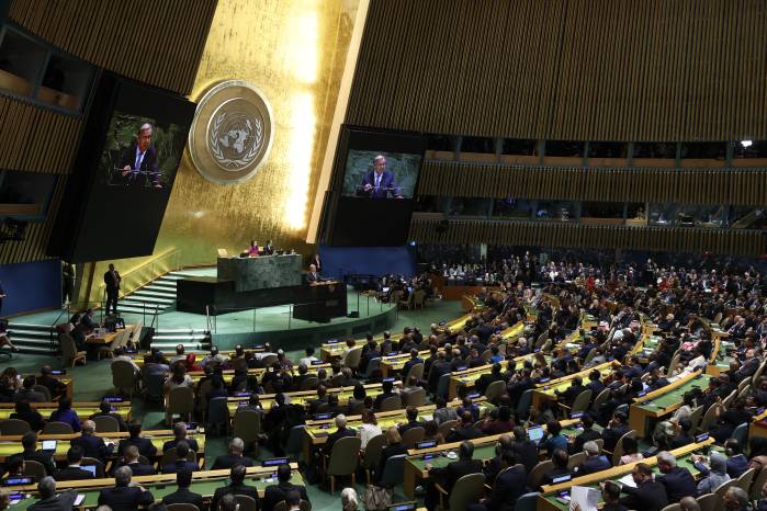 El Secretario General de la ONU, Antonio Guterres, habla durante el Debate General de la Asamblea General de las Naciones Unidas en la sede de la ONU en la ciudad de Nueva York el 23 de septiembre de 2025.