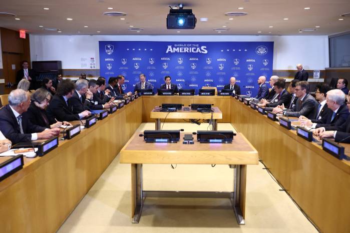 El secretario de Estado de Estados Unidos, Marco Rubio, preside una reunión del Escudo de las Américas al margen de la Asamblea General de las Naciones Unidas, en Nueva York, el 22 de septiembre de 2026.