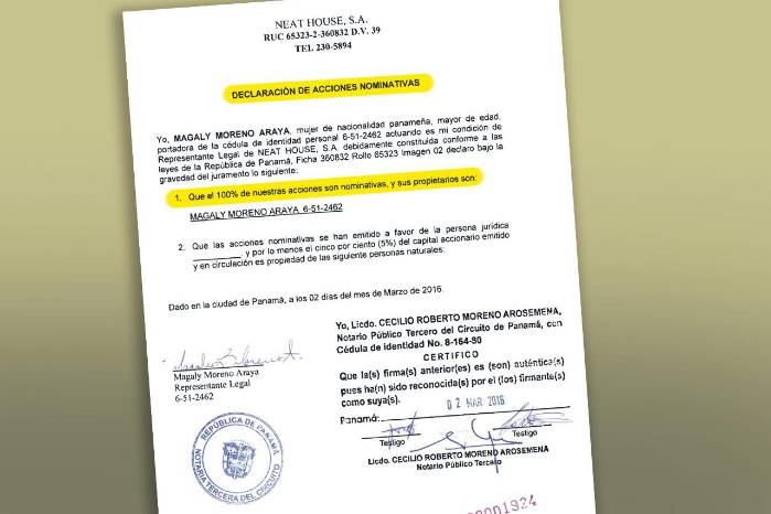 Evidencia de que la información de los beneficiarios finales de al menos el 10% del capital accionario emitido y en circulación era pública, así aparecía en el expediente electrónico de Panamá Compra.