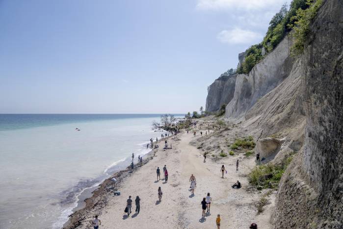 Vista general de los Acantilados Blancos de Mons, o Mons Klint, en la isla de Mon, Dinamarca, el 18 de julio de 2025.