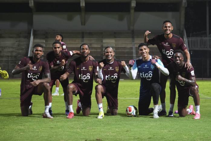 Jugadores de la selección de Panamá durante un entrenamiento.