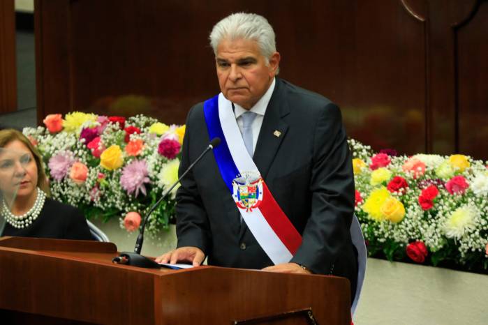 El presidente de la República, José Raúl Mulino da un discurso de rendición de cuentas de su primer año de gestión.