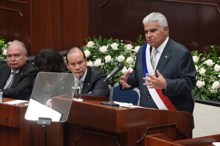 El presidente de Panamá, José Raúl Mulino, rinde el informe anual de su gestión durante la instalación de nueva junta directiva de la Asamblea Nacional de Diputados para el período 2026 - 2027 este miércoles, en Ciudad de Panamá (Panamá).