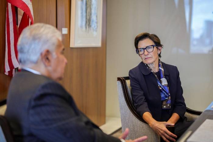 El presidente de la República, José Raúl Mulino, este lunes, la directora ejecutiva (CEO) del Grupo Citi (Citibank), Jane Fraser.