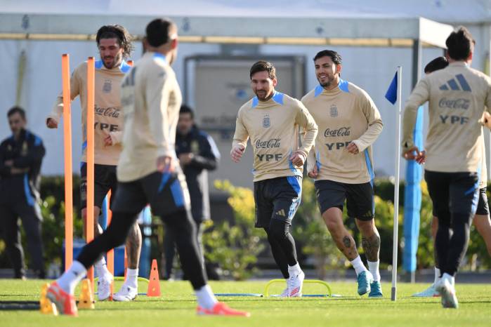 El equipo de Argentina durante un entrenamiento.
