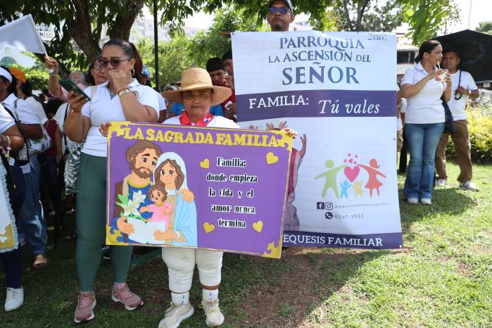 Muchos asistieron con pancartas alusivas a la marcha por la familia.