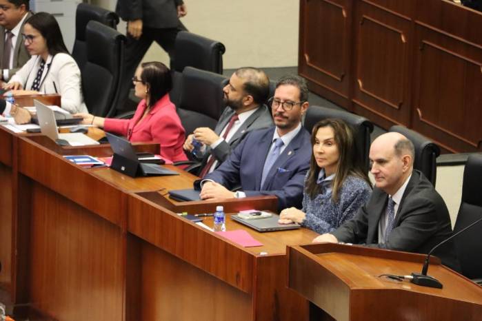 Chapman y su equipo de trabajo estuvieron presentes en el pleno legislativo para atender las consultas de los diputados.