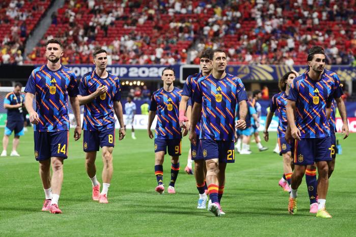 La Selección de España en su calentamiento