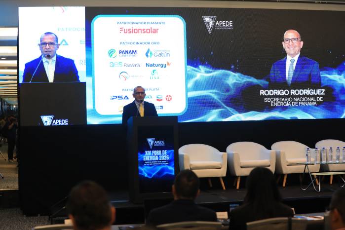El Secretario de Energía, Rodrigo Rodrigues, este miércoles, durante el XIV Foro de Energía y Combustible 2026 de la Asociación Panameña de Ejecutivos de Empresa (Apede).