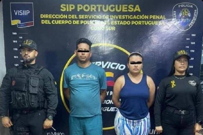 Imagen compartido por autoridades venezolanas donde aparecen en el centro Edinson Torres Sarmiento y María Fernanda Delgado Hernández, sospechosos del caso de Yulixa Toloza.