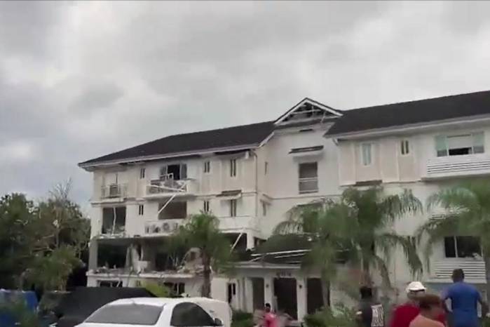 El edificio afectado en Bijao, provincia de Coclé