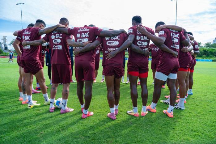 La selección de Panamá durante un entrenamiento.